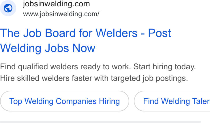 Jobs In Welding employer ad