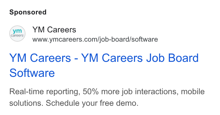YM Careers Google ad: YM Careers Job Board Software